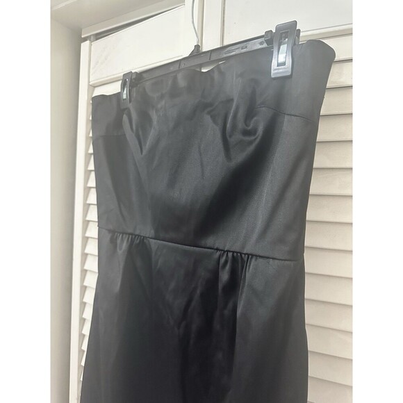 NWT Talbots Sleeveless Satin Black Strapless Maxi Dress Slit Size 8 Wedding - Picture 3 of 8